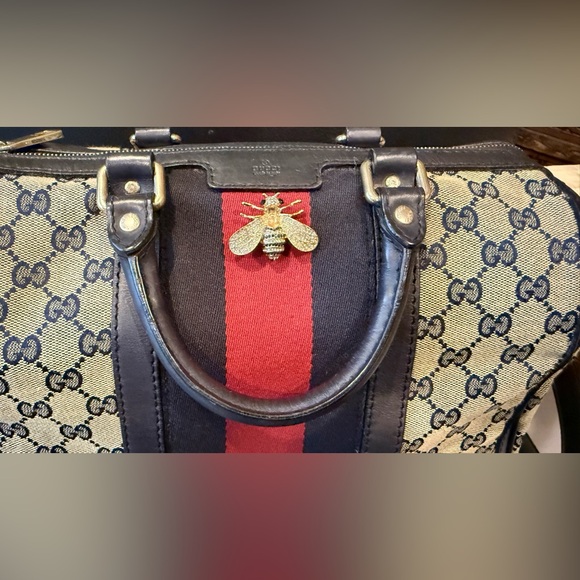 Classic Vintage Gucci Sherry Line Speedy Boston Navy Blue Bag - Picture 3 of 13